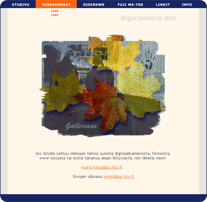 Kuvaruutukaappaus digicamera.netin sivuista vuodelta 1999